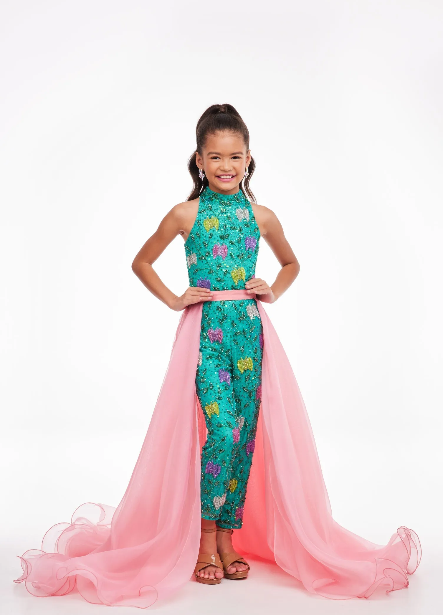 Ashley Lauren Kids 8067 Size 4 Fuchsia Girls Organza Overskirt with Wire Hem Fun Fashion Pageant Girls
