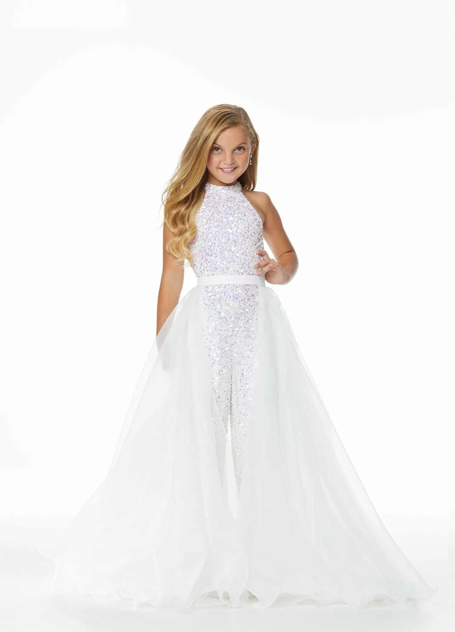 Ashley Lauren Kids 8067 Size 4 Fuchsia Girls Organza Overskirt with Wire Hem Fun Fashion Pageant Girls
