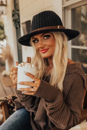 Autumn Sweetheart Knit Fedora In Black