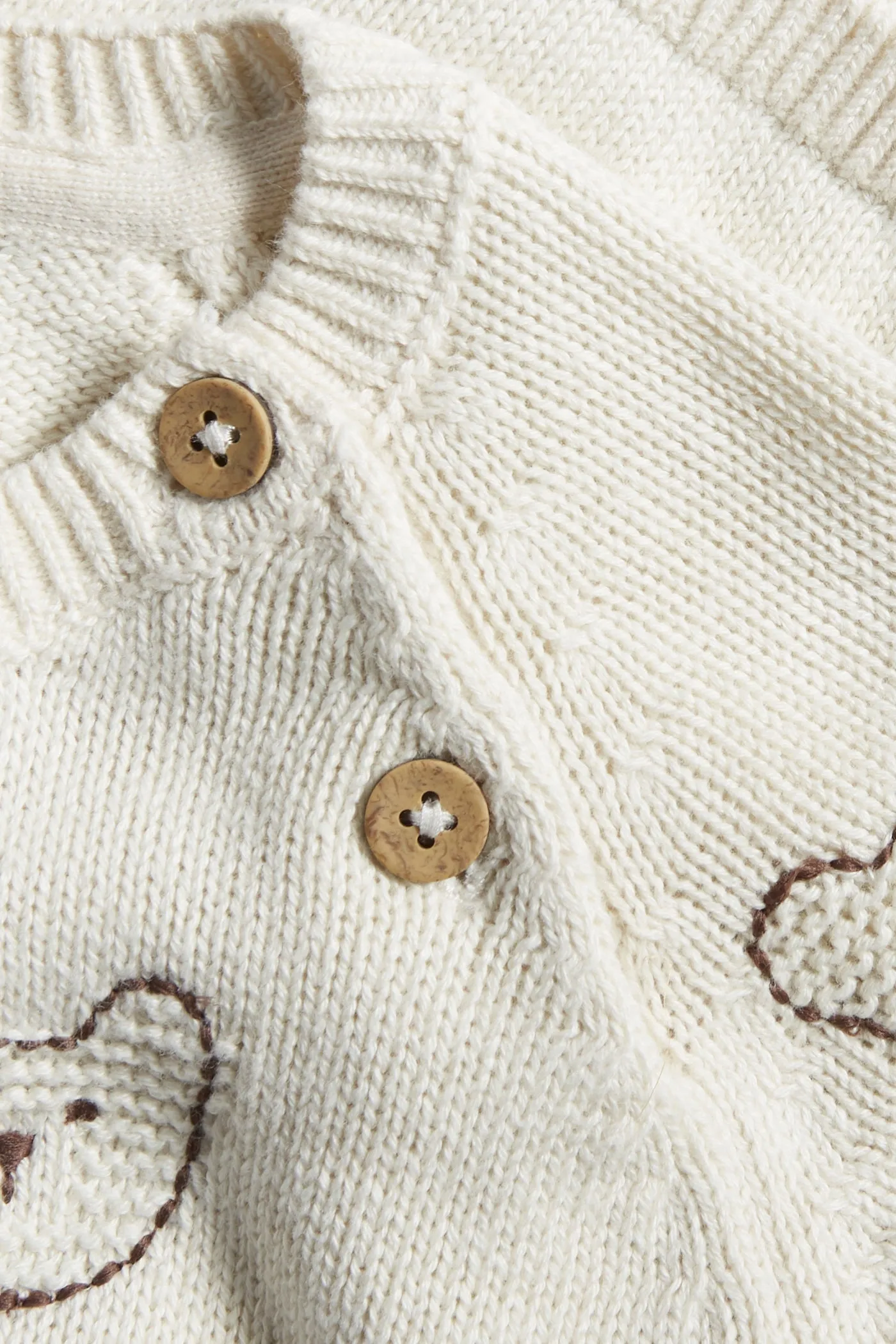 Baby beige knitted bear embroidered jumper