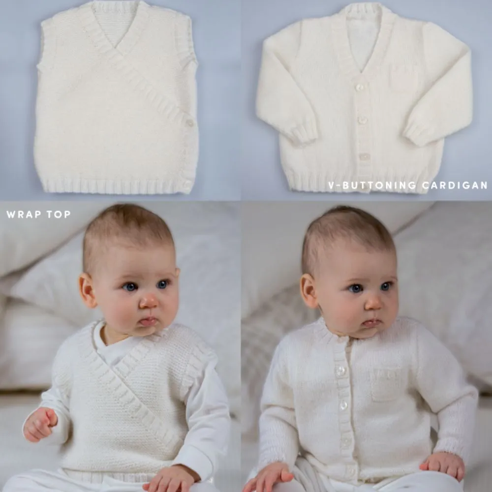Baby Wrap Top & 2 Cardigans Knitting Pattern (CRU101)