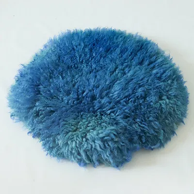 Babymoon 30CM | Round Wool Flokati Fur Blanket | Photoshoot Props | Navy Blue