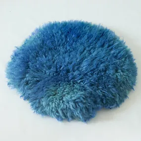 Babymoon 30CM | Round Wool Flokati Fur Blanket | Photoshoot Props | Navy Blue