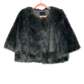Banana Republic Dark Grey/Black Faux Fur Hook and Eye Closure Cape- Size XS