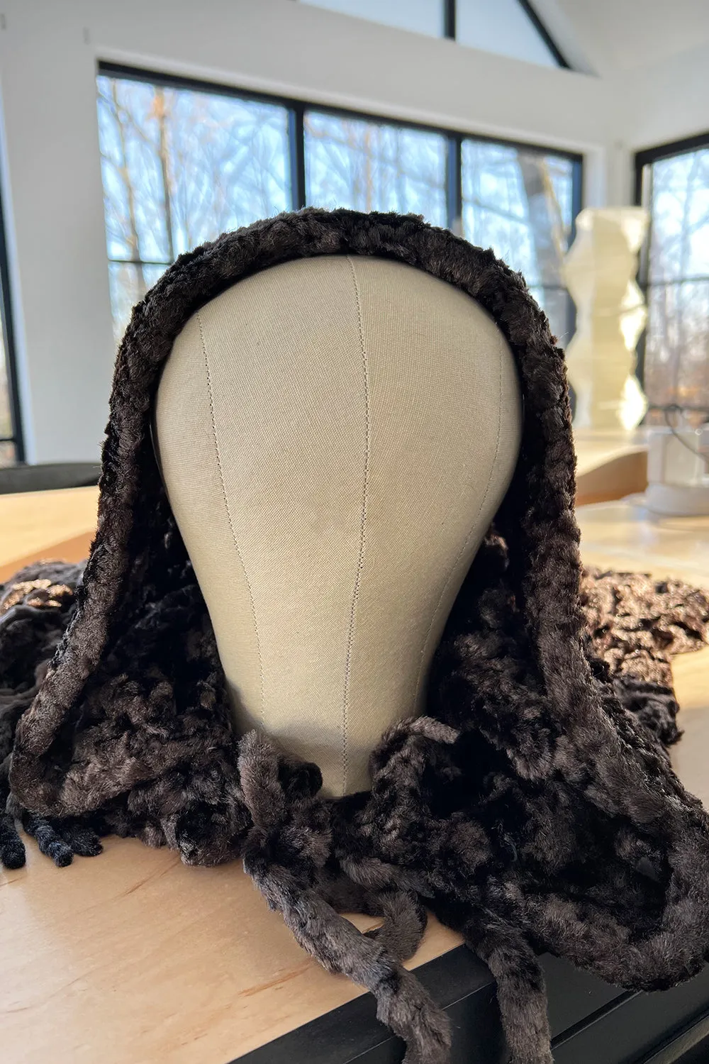 Beautiful Fall 1973 Yves Saint Laurent Soft Brown Fringed Chenille Knit Cape w Hood