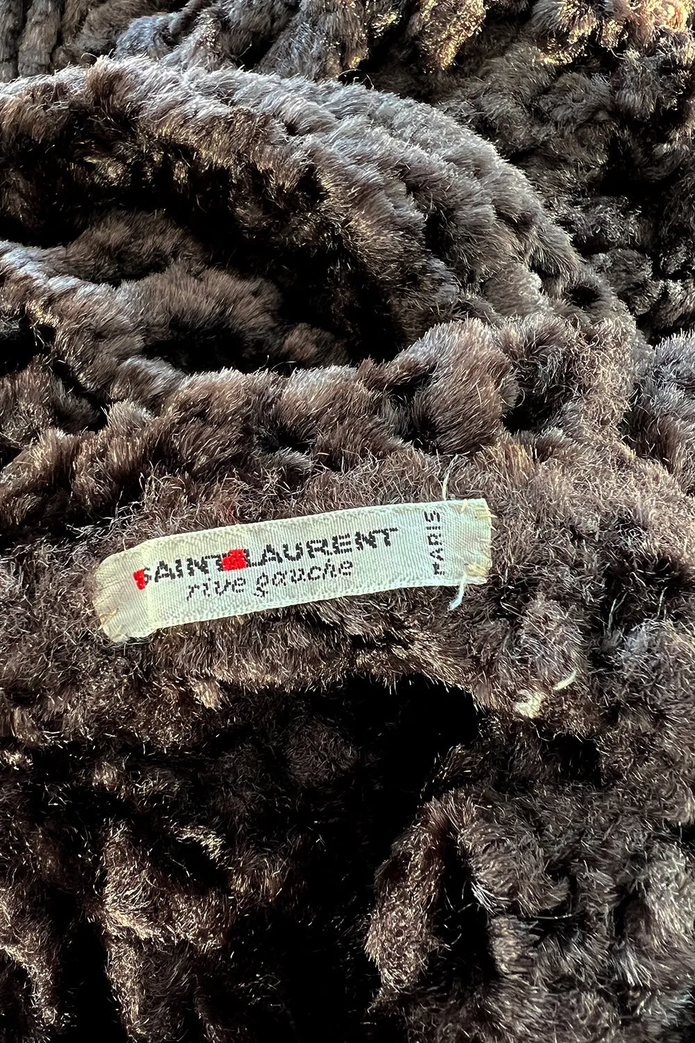 Beautiful Fall 1973 Yves Saint Laurent Soft Brown Fringed Chenille Knit Cape w Hood
