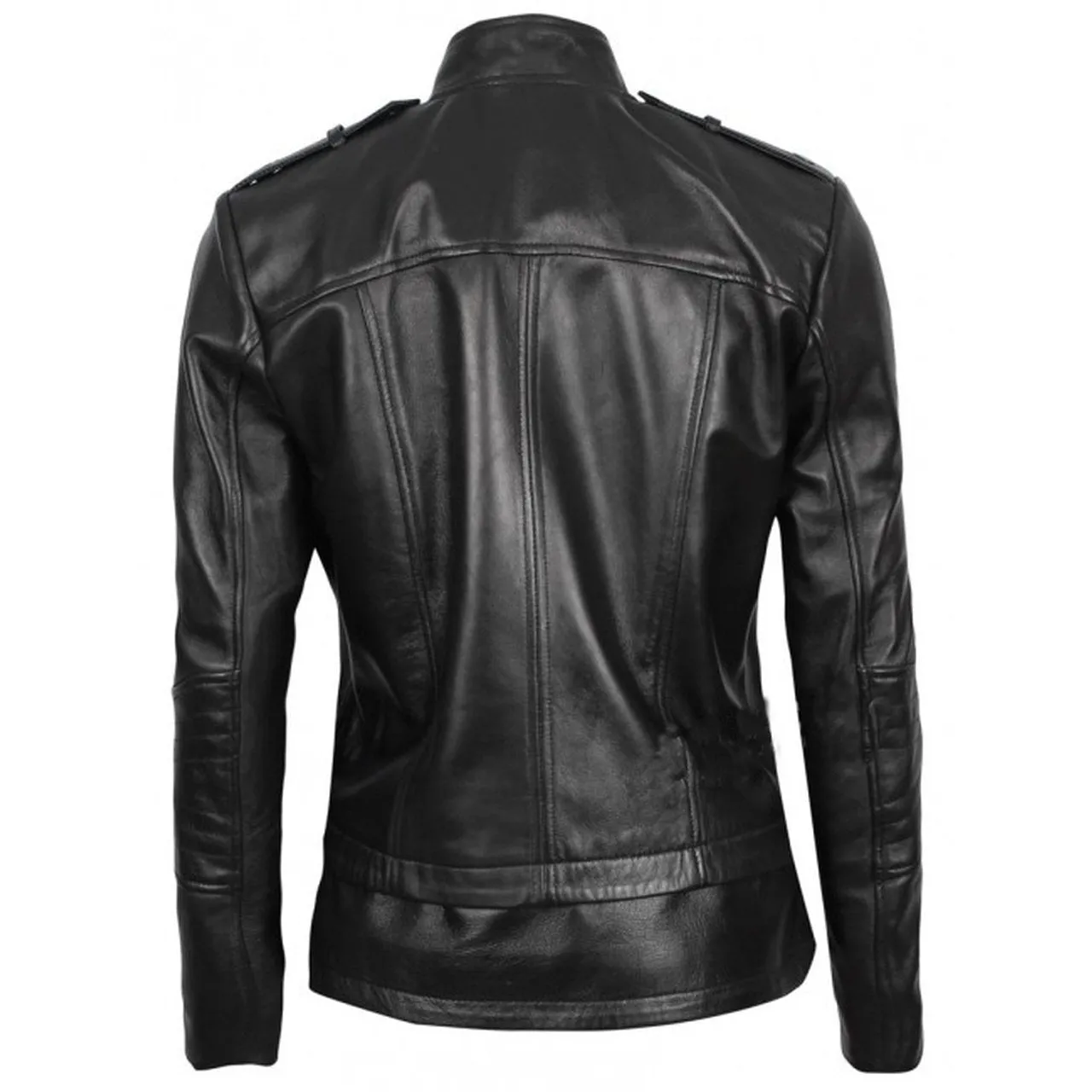 Black Fitted Women Leather Jacket