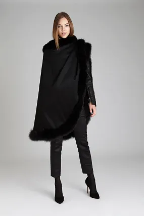 Black Fox Fur Cashmere Cape