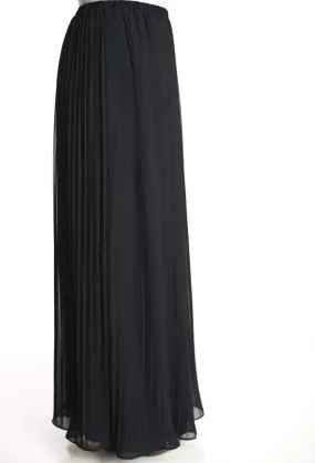 Black Skinny Pleats Maxi Skirt