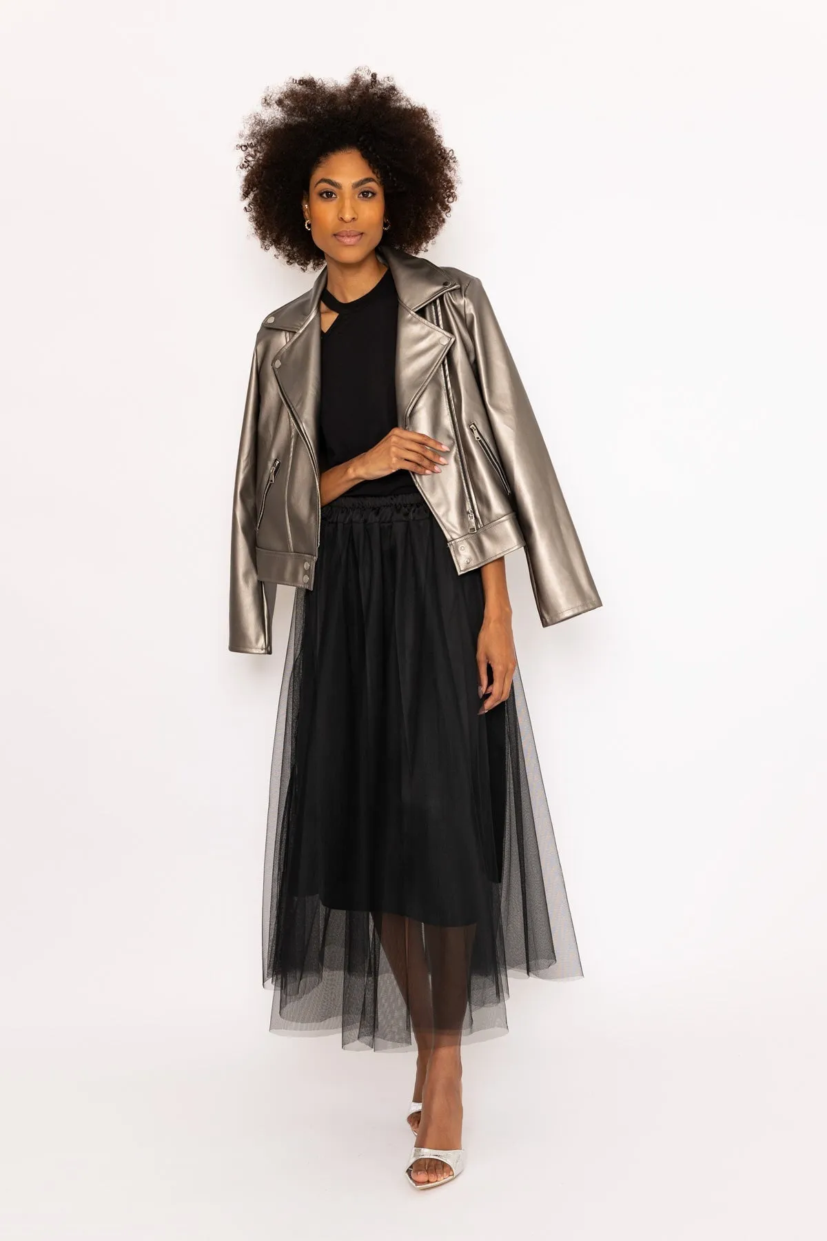 Black Tulle Midi Skirt