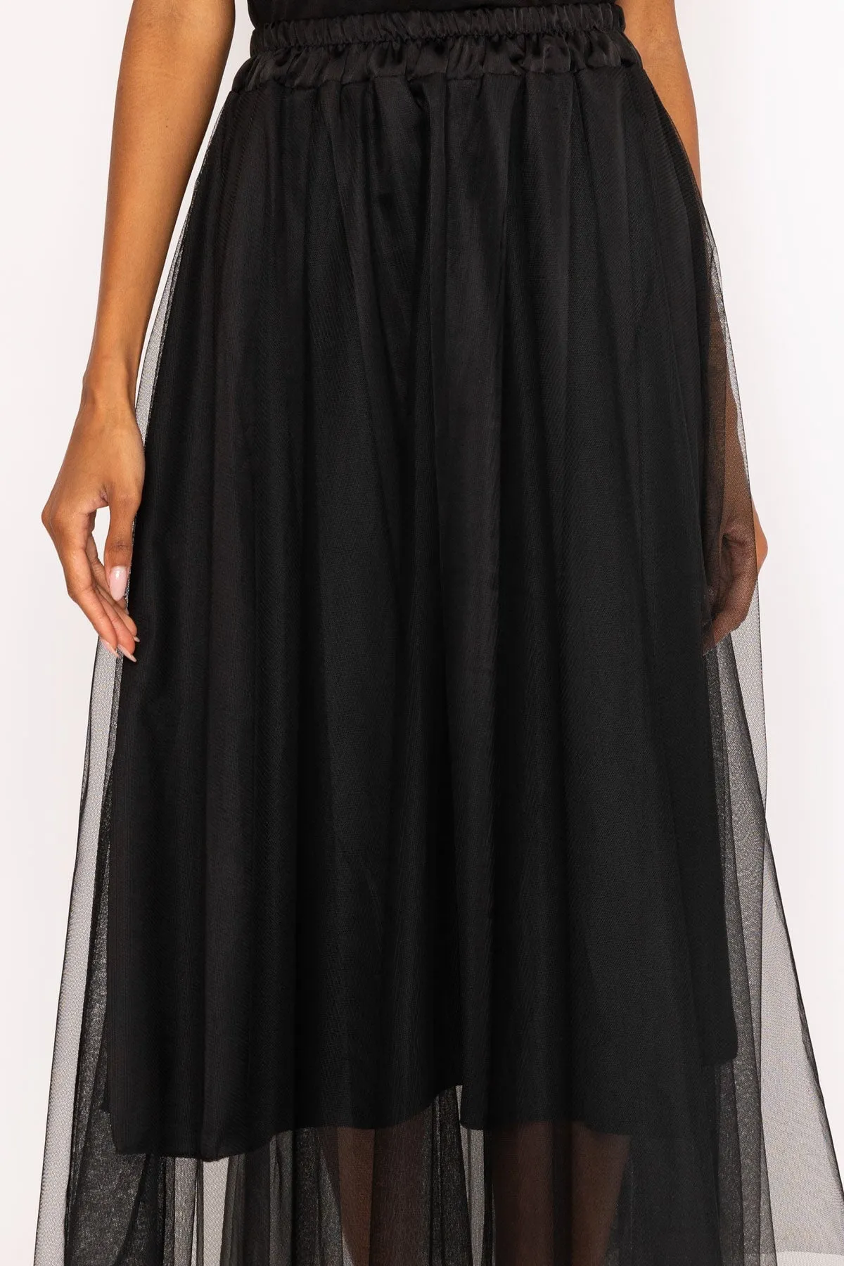 Black Tulle Midi Skirt