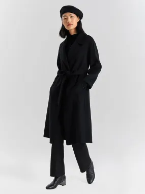 Black Wrapped 100% Cashmere Overcoat