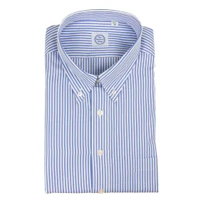 Blue Banker Stripe Button Down Dress Shirt