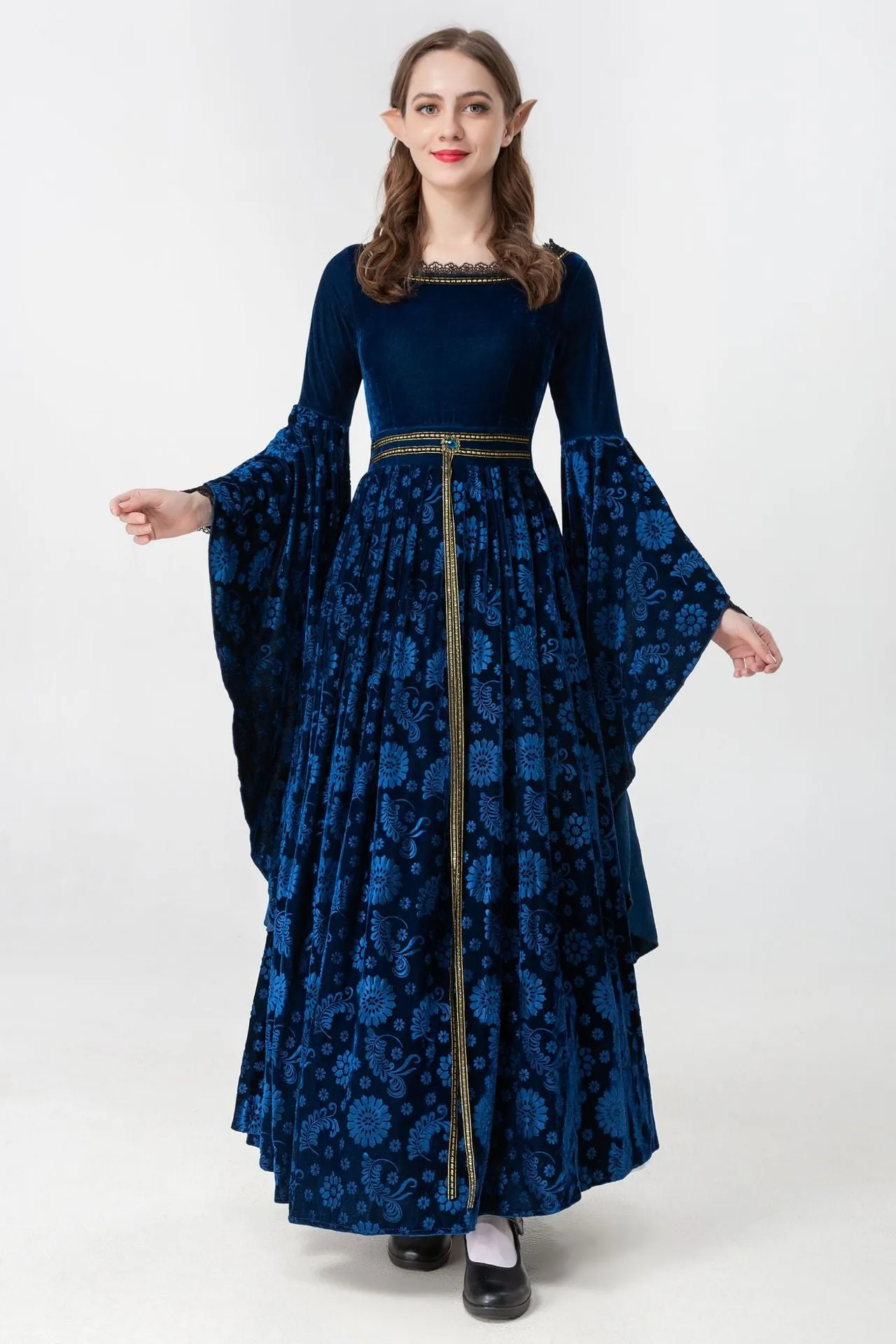 Blue Medieval Celtic Elf Queen Princess Cosplay Costume Women