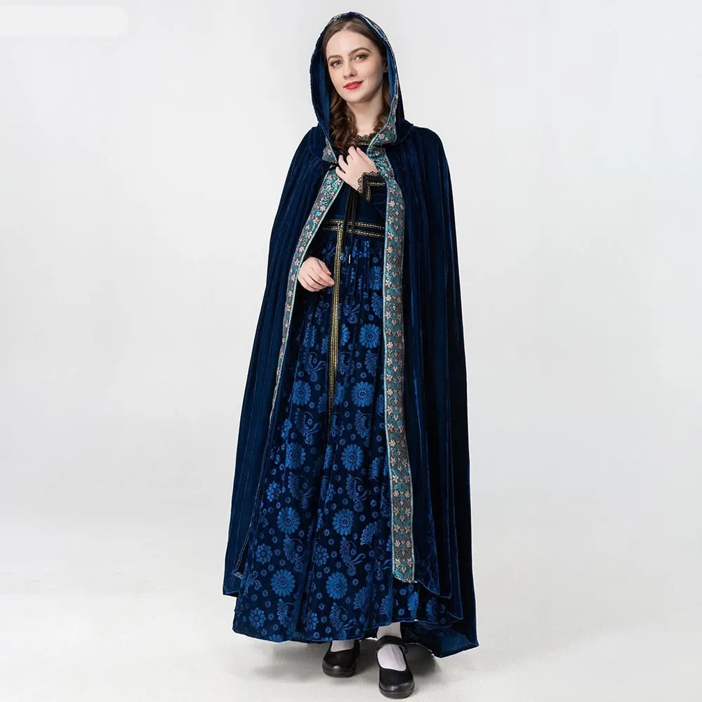 Blue Medieval Celtic Elf Queen Princess Cosplay Costume Women