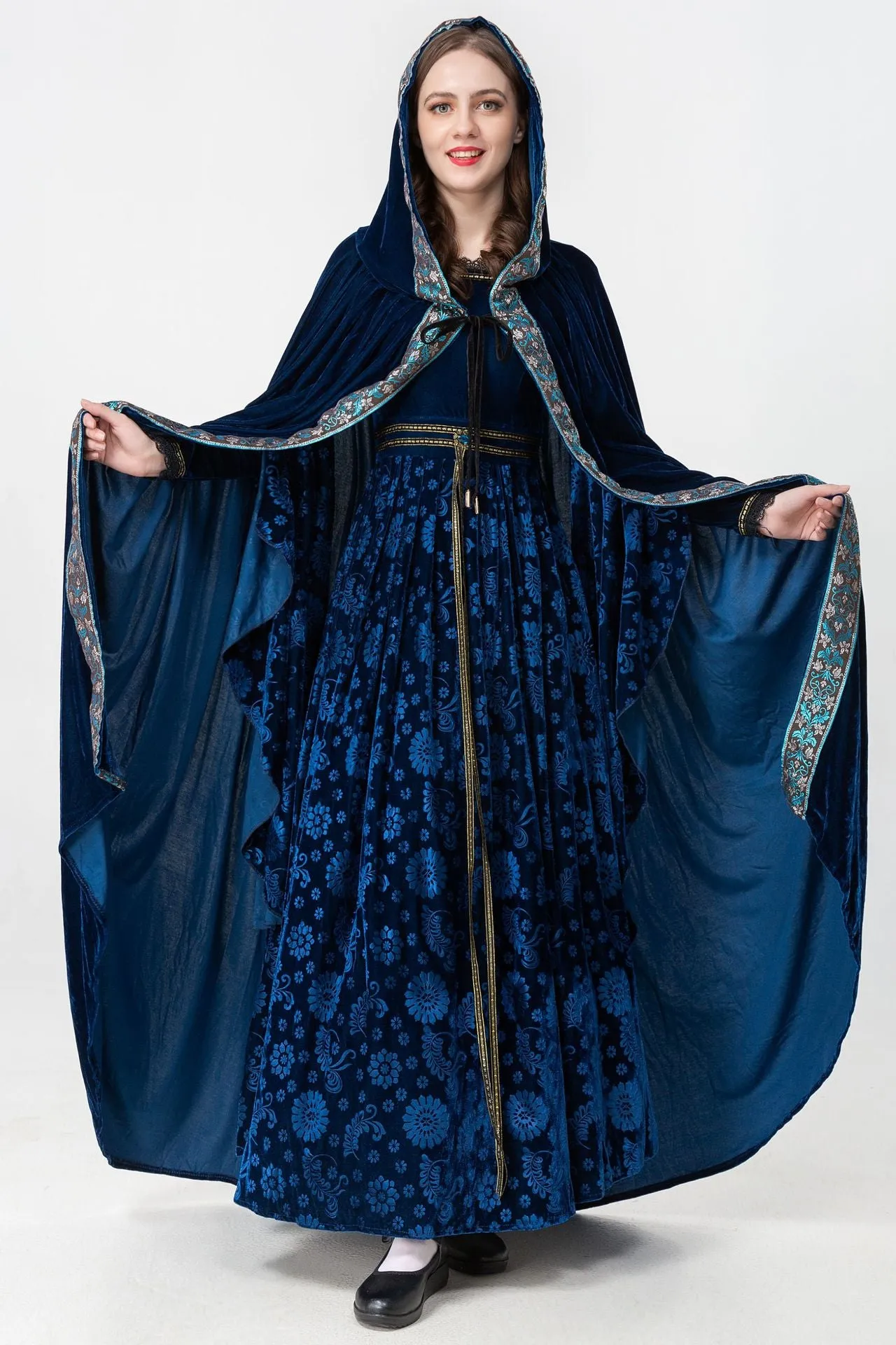 Blue Medieval Celtic Elf Queen Princess Cosplay Costume Women
