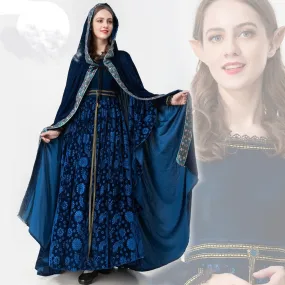 Blue Medieval Celtic Elf Queen Princess Cosplay Costume Women