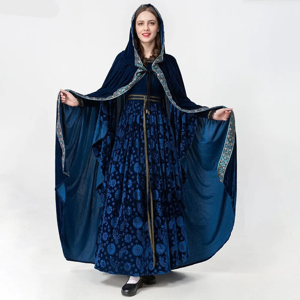 Blue Medieval Celtic Elf Queen Princess Cosplay Costume Women