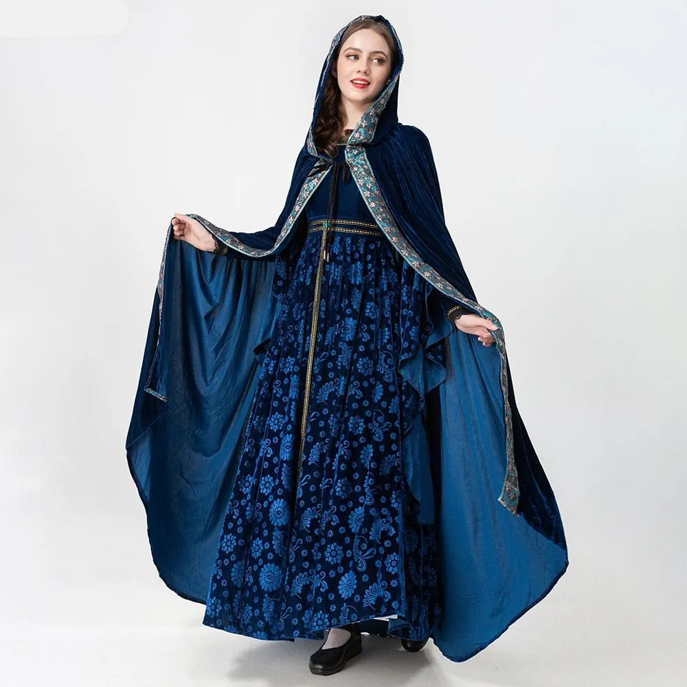 Blue Medieval Celtic Elf Queen Princess Cosplay Costume Women