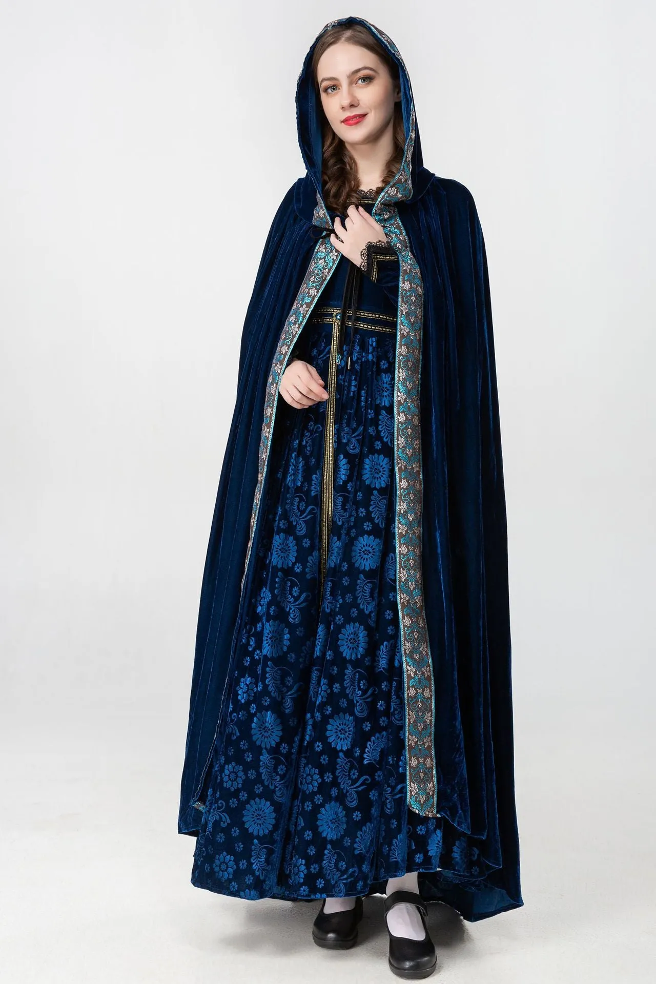 Blue Medieval Celtic Elf Queen Princess Cosplay Costume Women