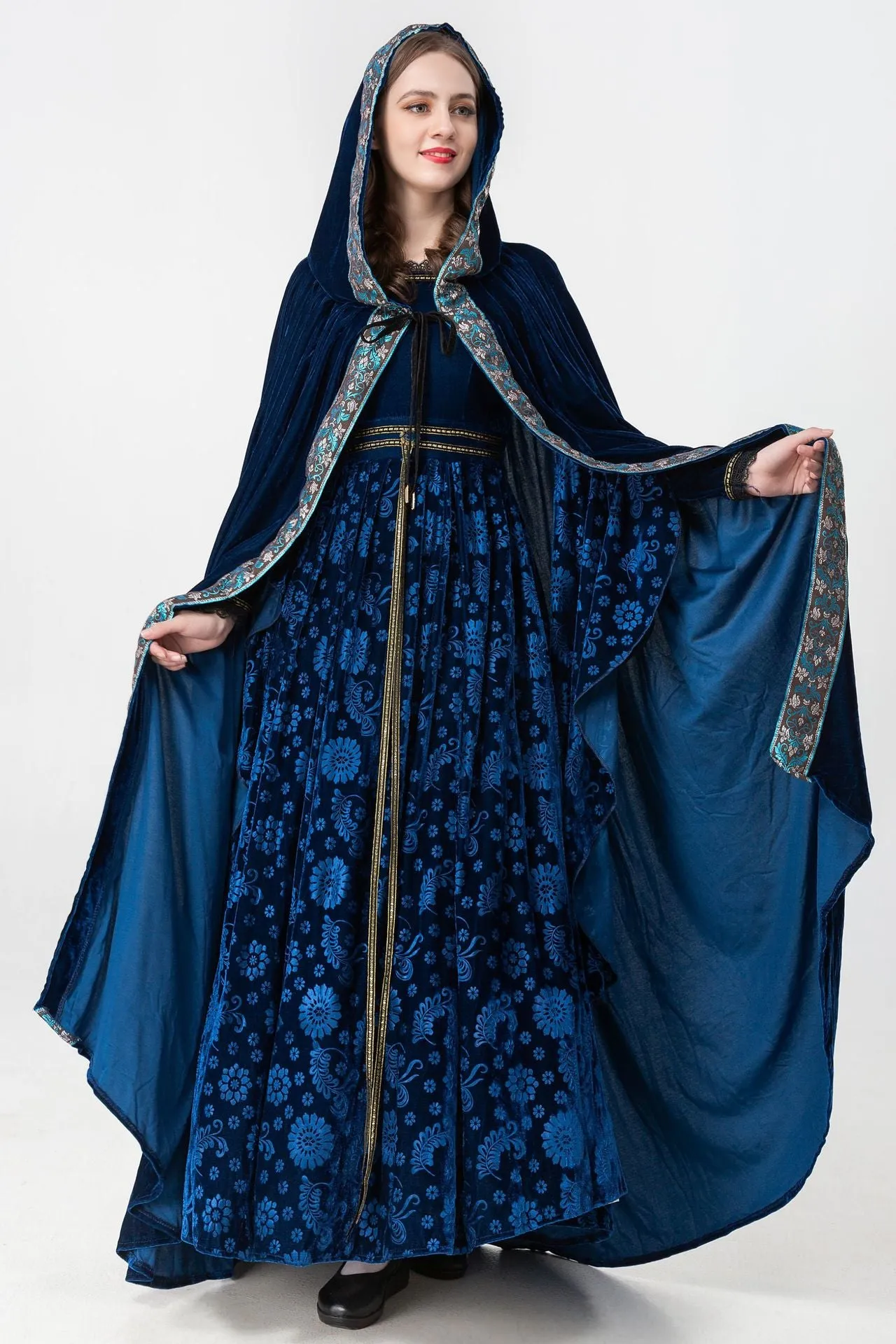 Blue Medieval Celtic Elf Queen Princess Cosplay Costume Women