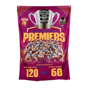 Brisbane Lions 2024 Premiers Image Wall Cape Flag PH2