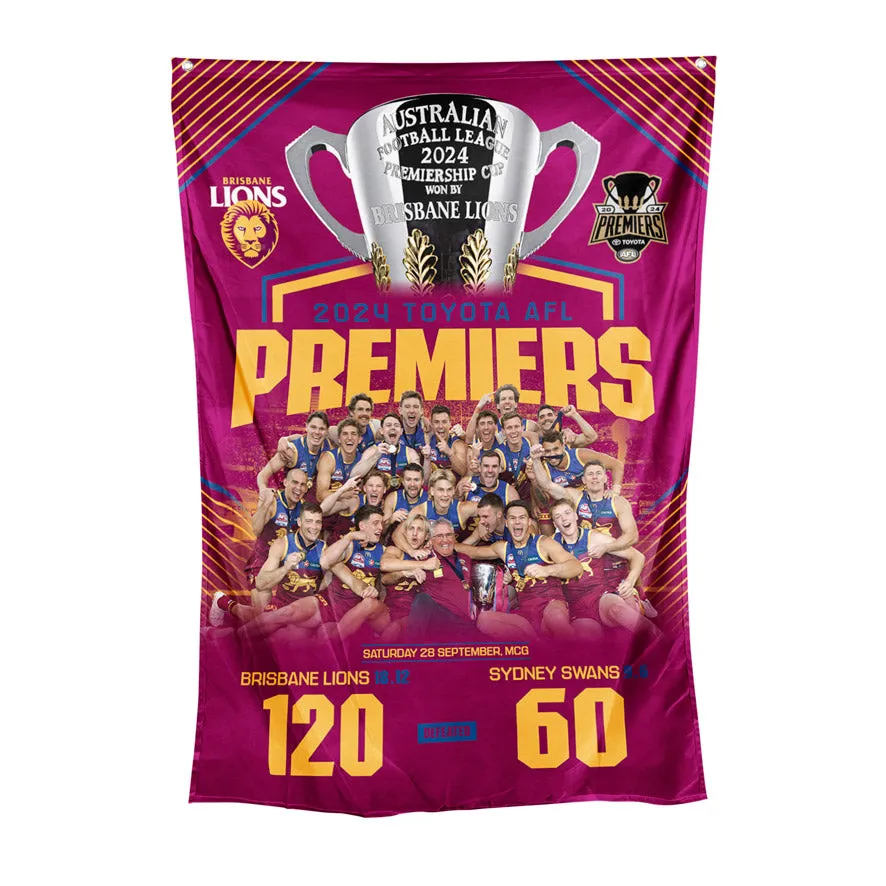 Brisbane Lions 2024 Premiers Image Wall Cape Flag PH2