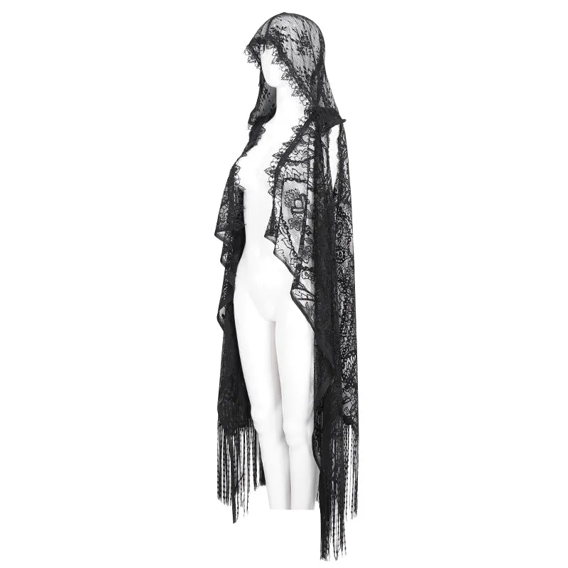 CA042 Gothic lace tassels sleeveless hooded cardigan