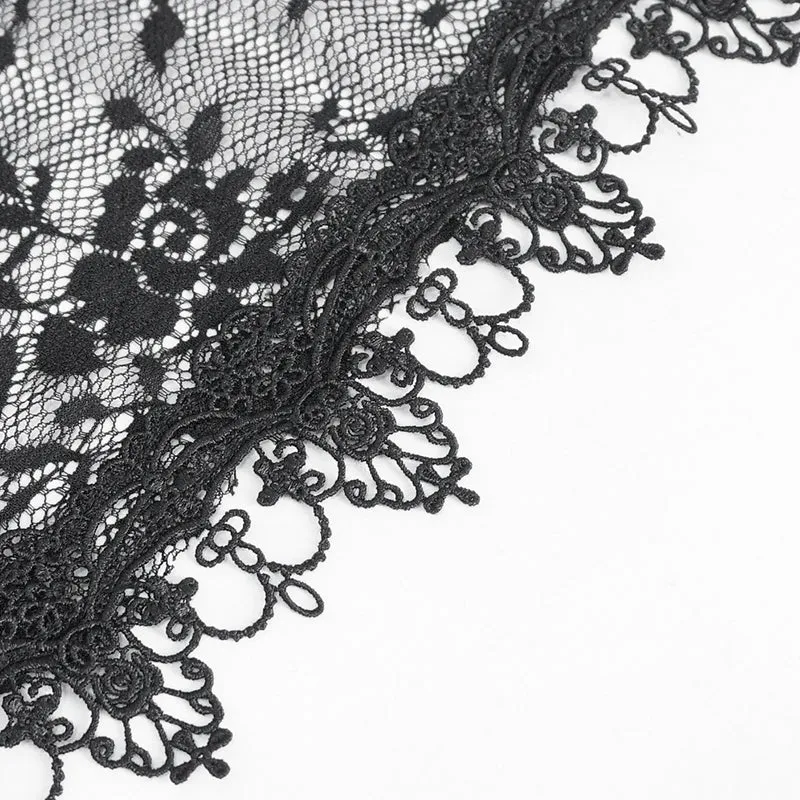 CA042 Gothic lace tassels sleeveless hooded cardigan