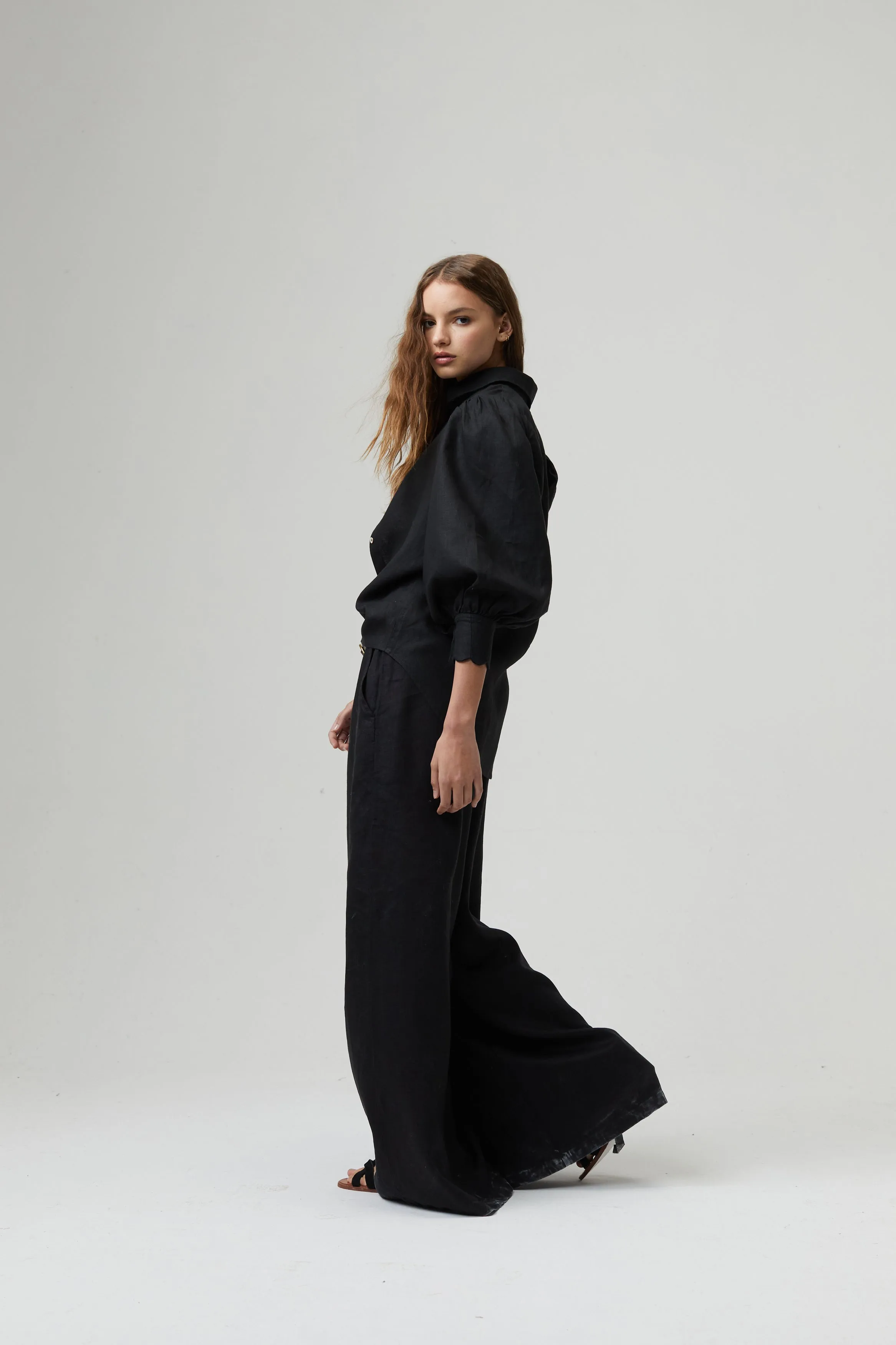 Camille Linen Shirt - Black