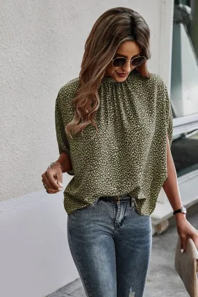 Cape Style Tie Top - Green Leopard