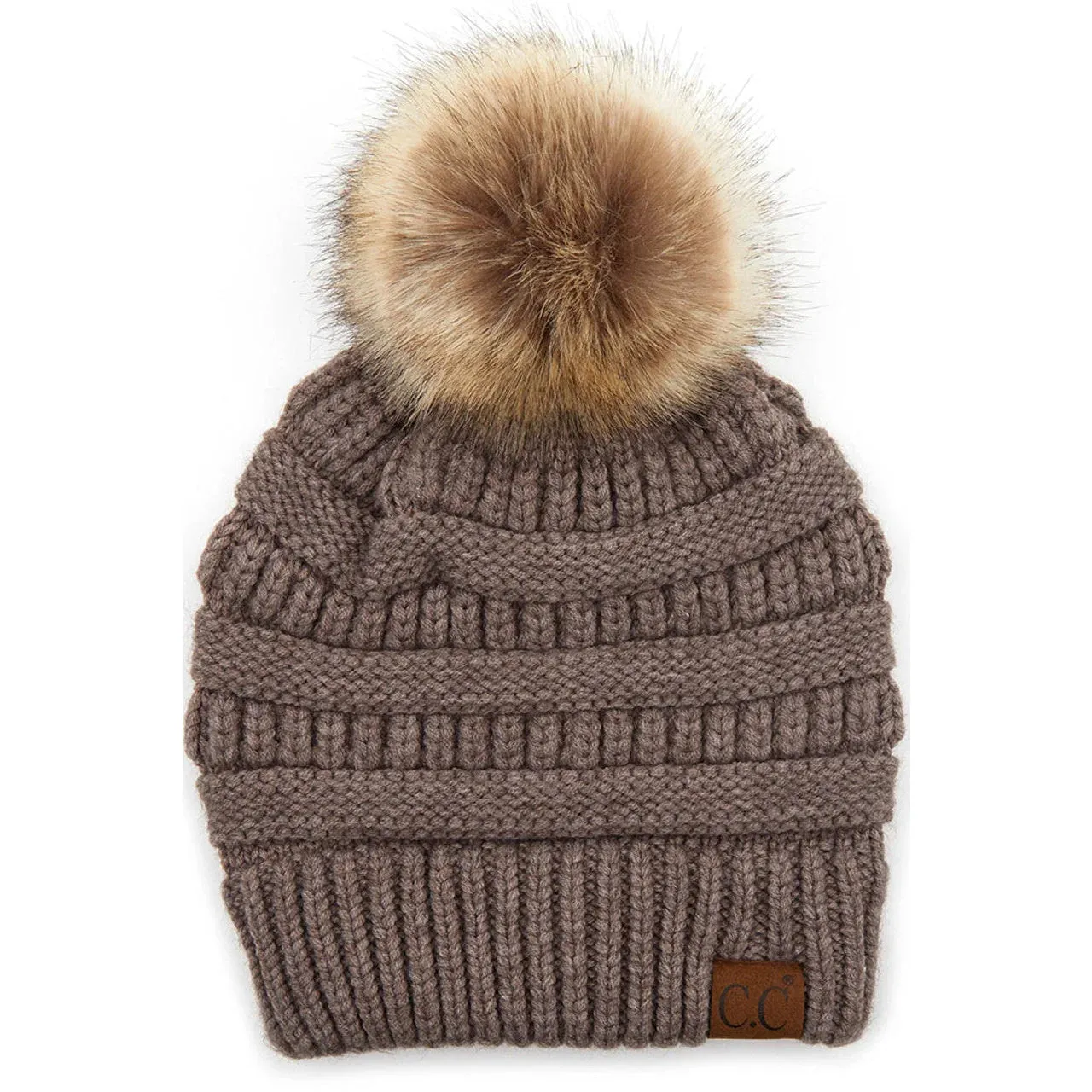 C.C. Natural Pom Knit Beanie