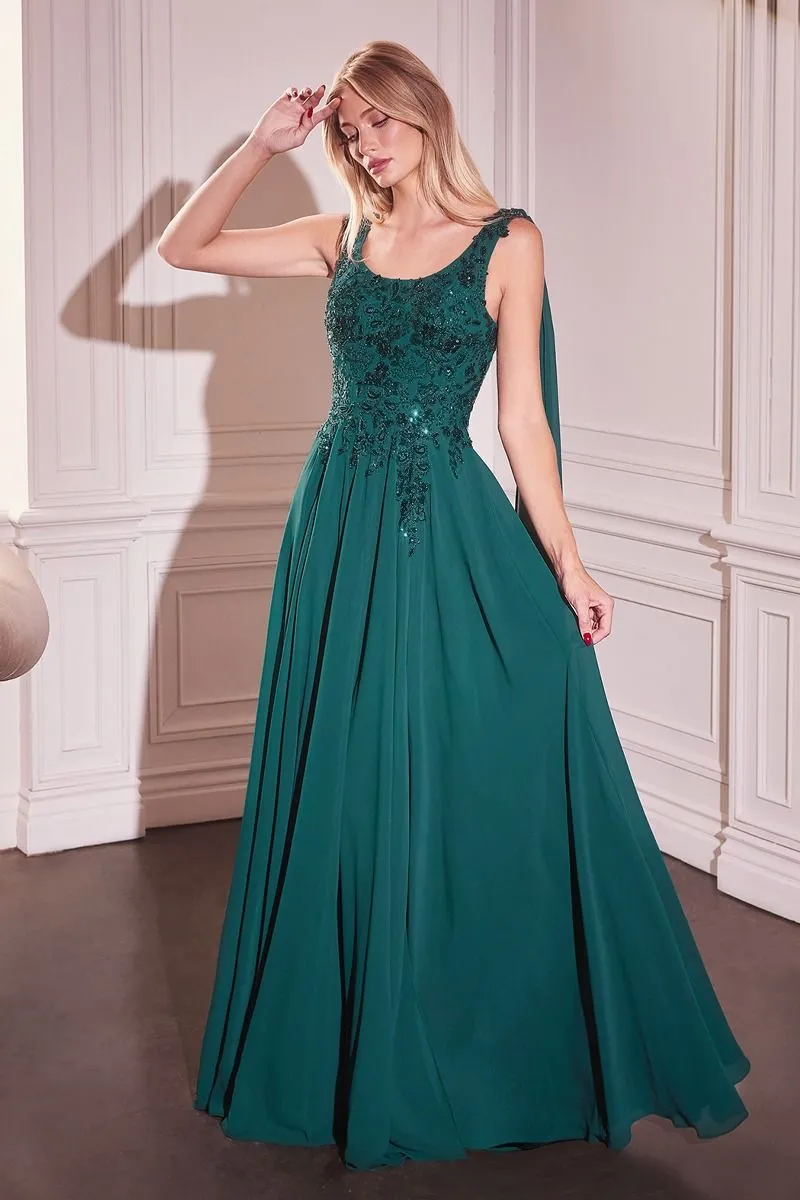 CHIFFON A-LINE GOWN & LONG CAPE SLEEVES  CDCDS509