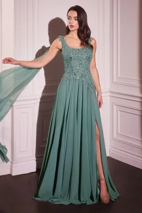 CHIFFON A-LINE GOWN & LONG CAPE SLEEVES  CDCDS509