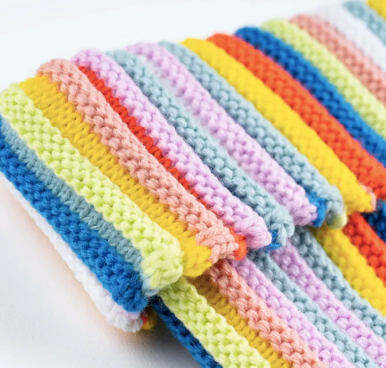 Circus Striped Knit Beanie Rainbow