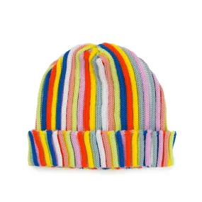Circus Striped Knit Beanie Rainbow