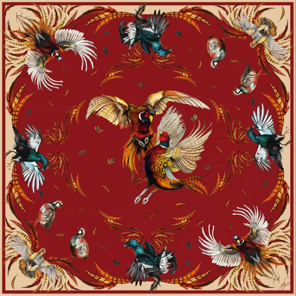 Clare Shaw Limited Edition Large Silk Game On Scarf
