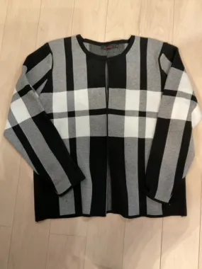 {{ClientCode}} BLK/WHT PLAID EVIDENCE CARDIGAN, L