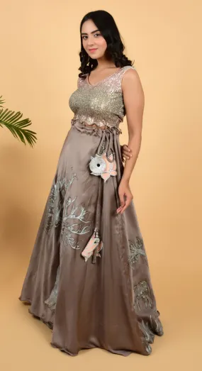 Cocktail Wear Lehenga With Heavy Blouse & Cape Style Dupatta