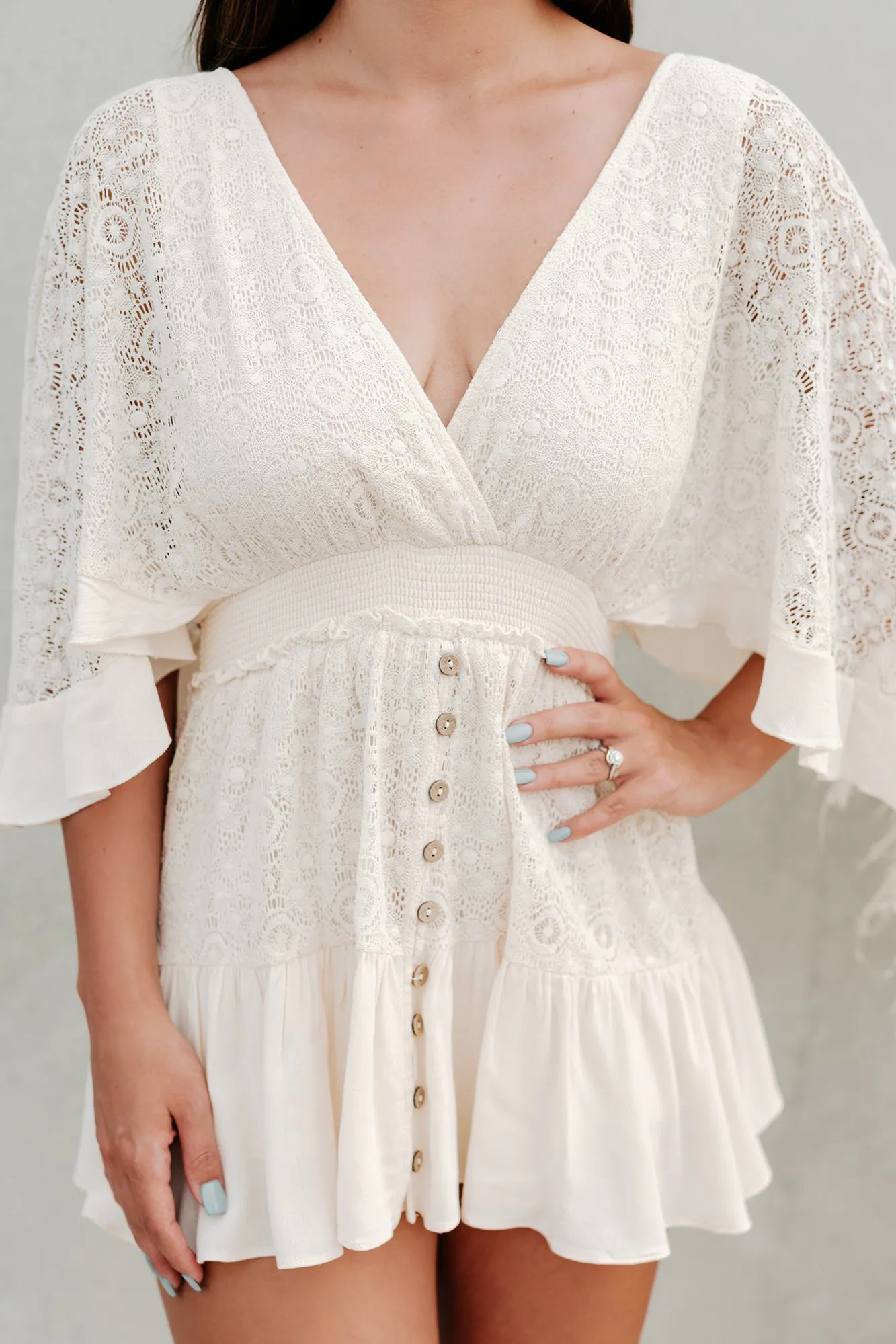 Desert Desire Crochet Lace Romper (Cream)