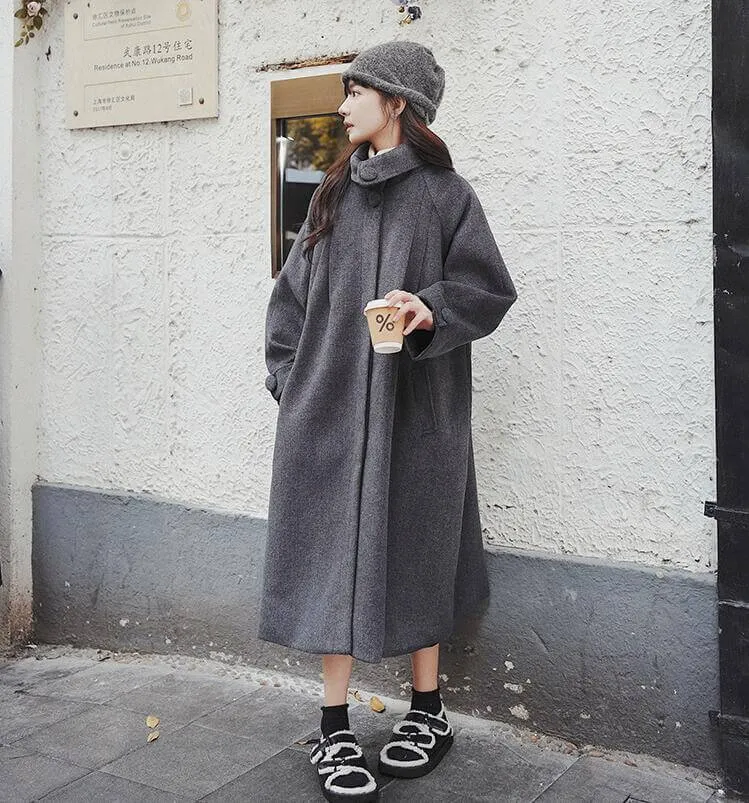 Elegant Double Breasted Wool Overcoat for Women