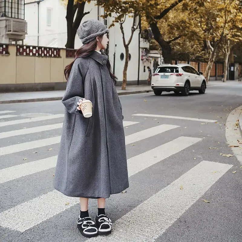 Elegant Double Breasted Wool Overcoat for Women