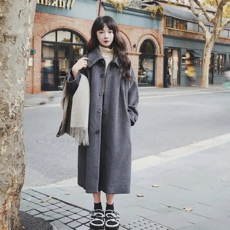 Elegant Double Breasted Wool Overcoat for Women