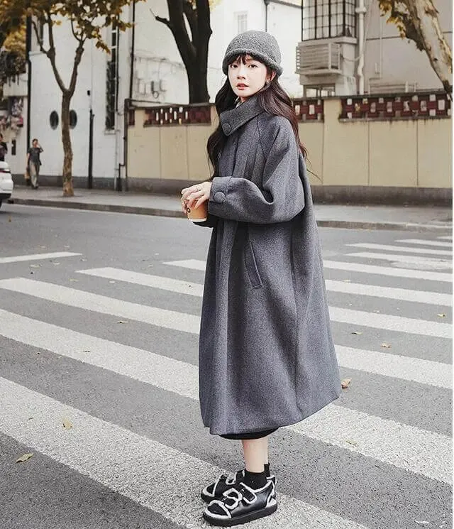 Elegant Double Breasted Wool Overcoat for Women