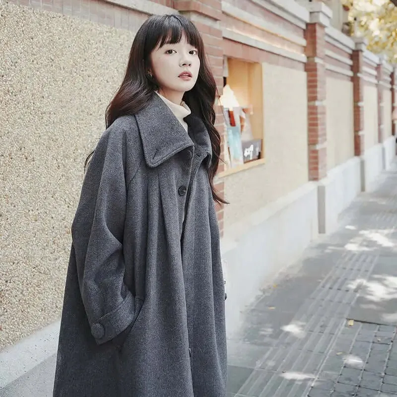 Elegant Double Breasted Wool Overcoat for Women