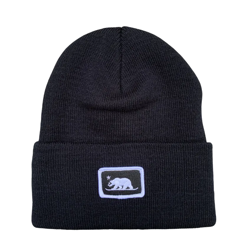 Embroidered Snowboard Bear Patch Beanie