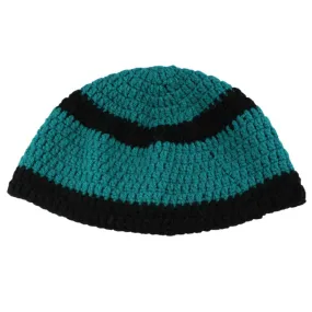 Evergreen and Black Crochet Beanie Hat Medium/Large - STXH06