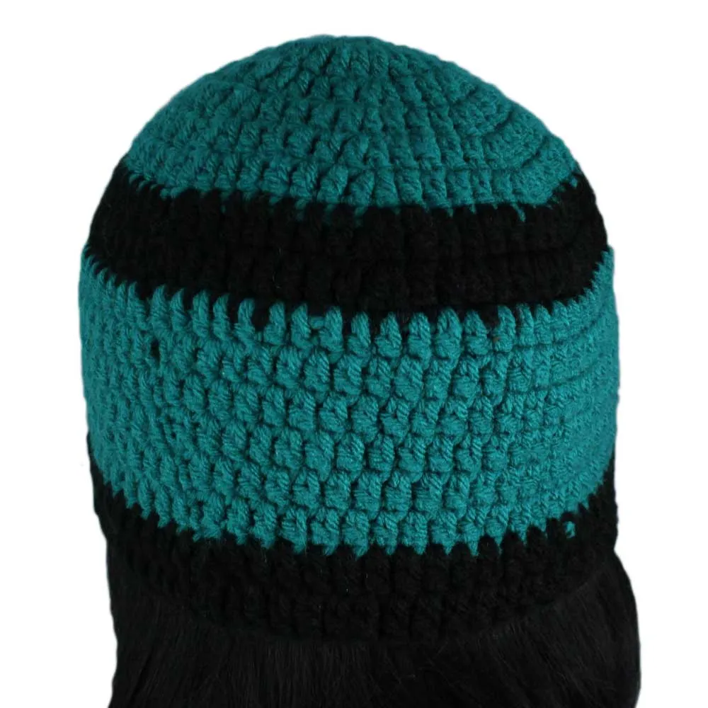 Evergreen and Black Crochet Beanie Hat Medium/Large - STXH06