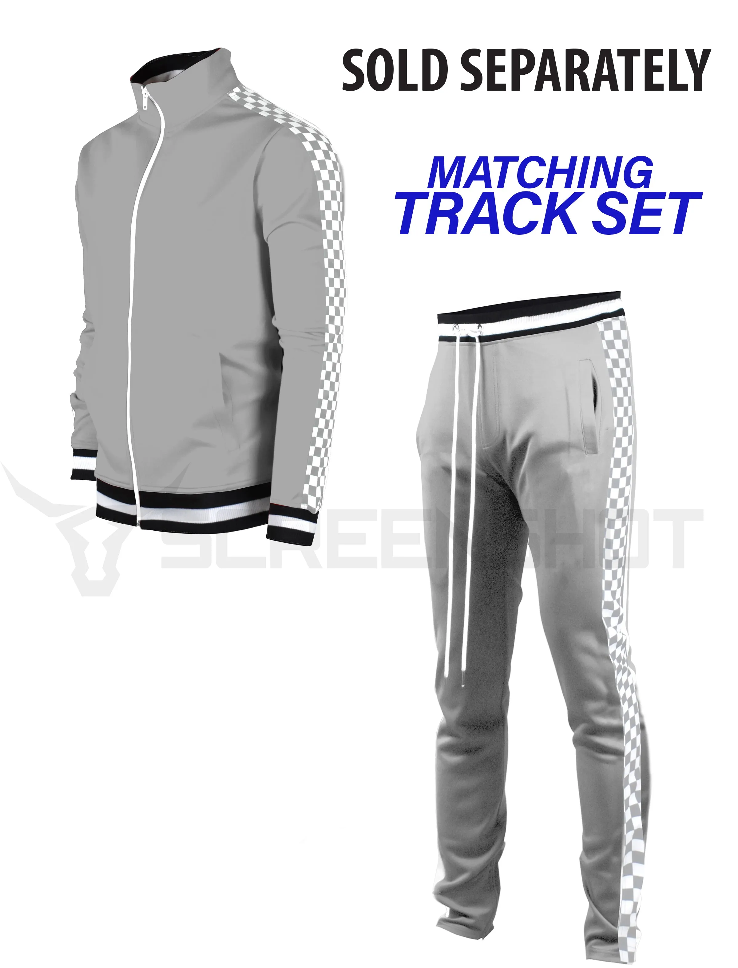 F11854-Checker Track Jacket -SILVER