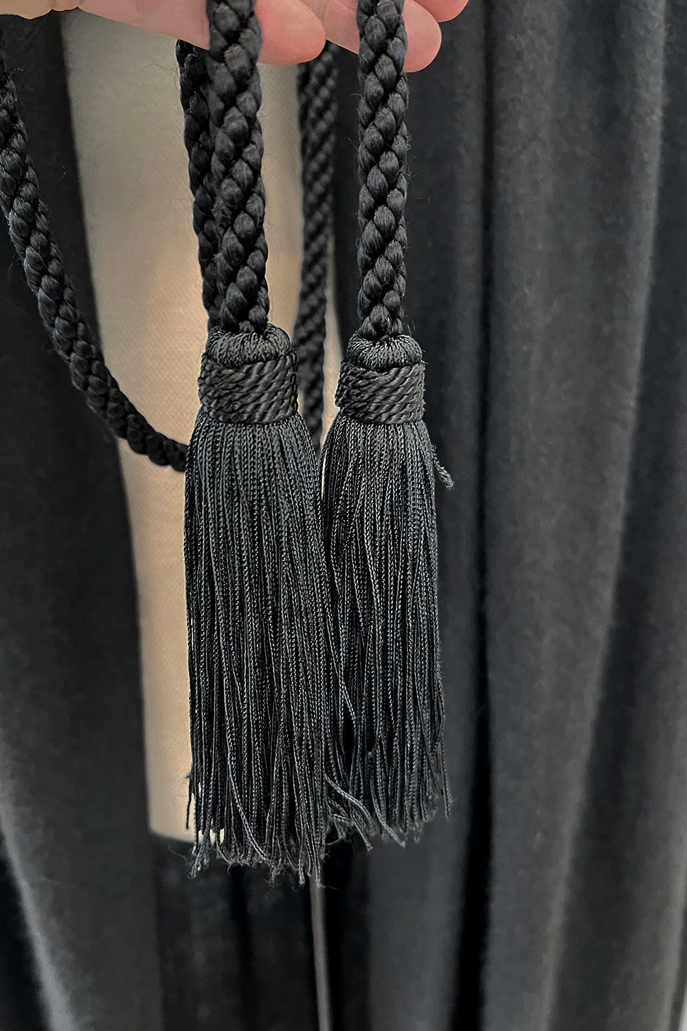 Fall 1977 Yves Saint Laurent Black Wool & Mohair Cape w Dramatic Collar